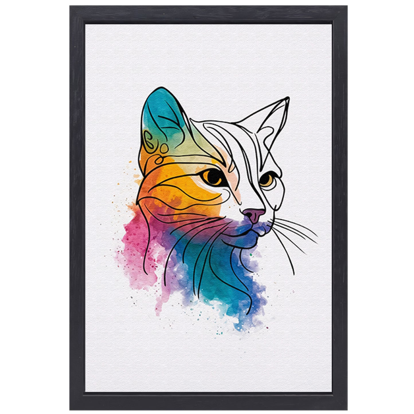 Kleurrijke aquarel kat in moderne stijl canvas met baklijst