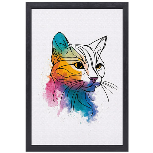 Kleurrijke aquarel kat in moderne stijl canvas met baklijst
