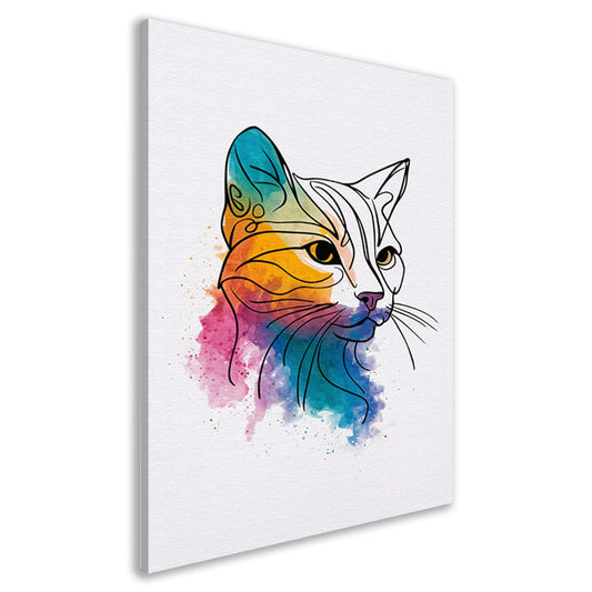 Kleurrijke aquarel kat in moderne stijl canvas