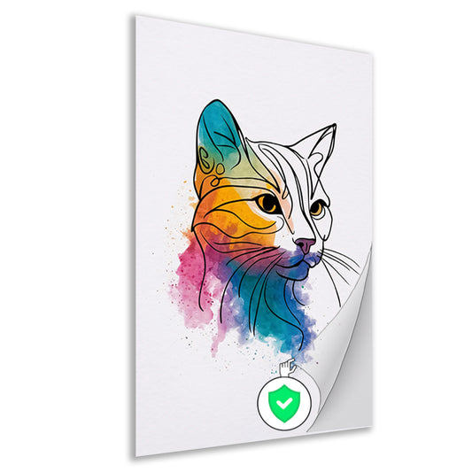 Kleurrijke aquarel kat in moderne stijl poster