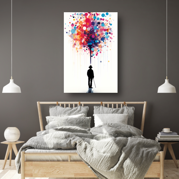 Eplosie van kleur en verbeelding canvas met baklijst