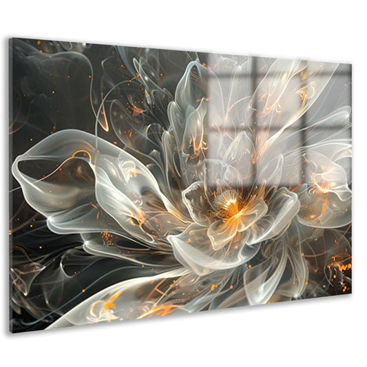 Abstracte digitale bloem met vurige accenten acrylglas