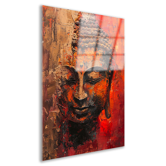 Dynamisch Abstract Portret van Boeddha in Kleur acrylglas