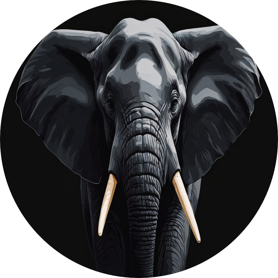 Portret van een Olifant in Monochroom forex muurcirkel