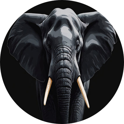 Portret van een Olifant in Monochroom aluminium muurcirkel
