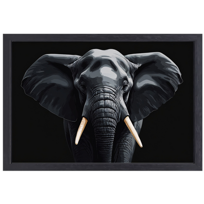 Portret van een Olifant in Monochroom canvas met baklijst