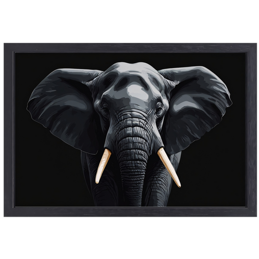 Portret van een Olifant in Monochroom canvas met baklijst