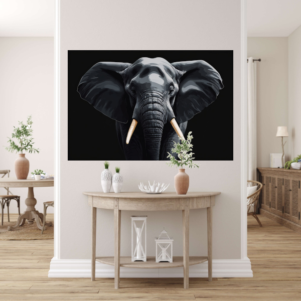 Portret van een Olifant in Monochroom canvas