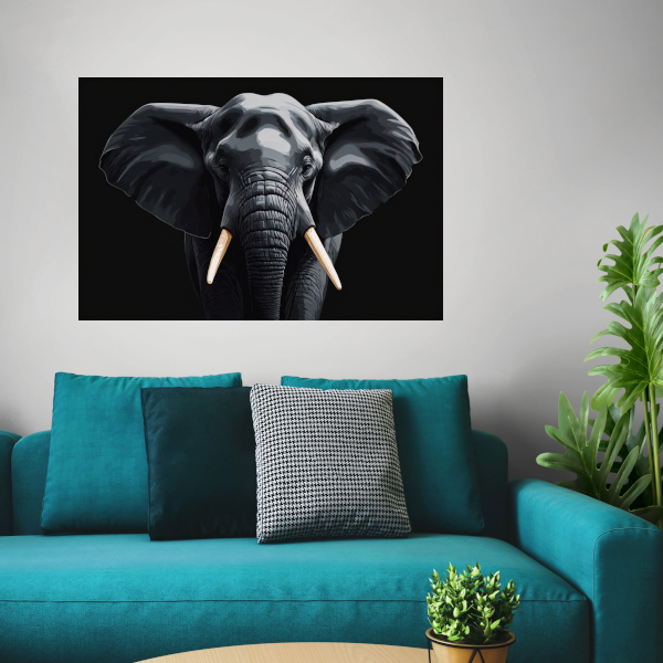 Portret van een Olifant in Monochroom canvas