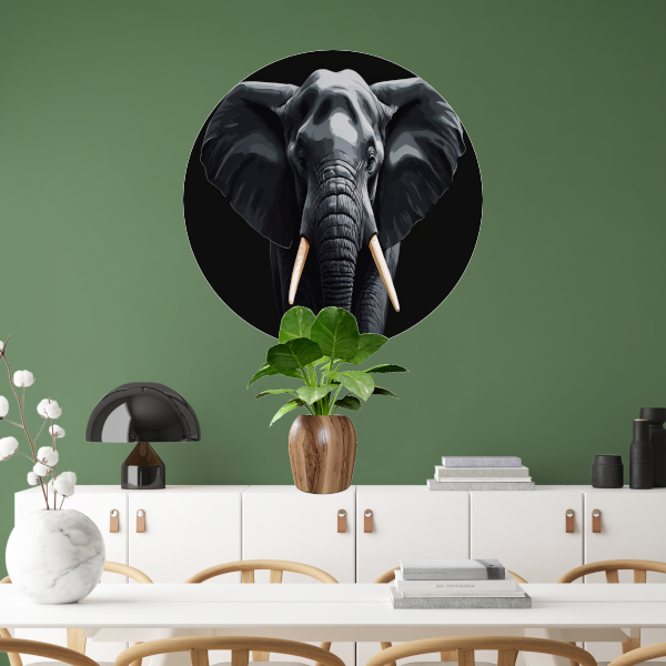 Portret van een Olifant in Monochroom aluminium muurcirkel