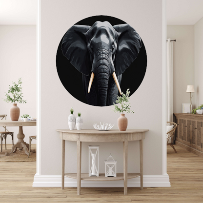 Portret van een Olifant in Monochroom aluminium muurcirkel