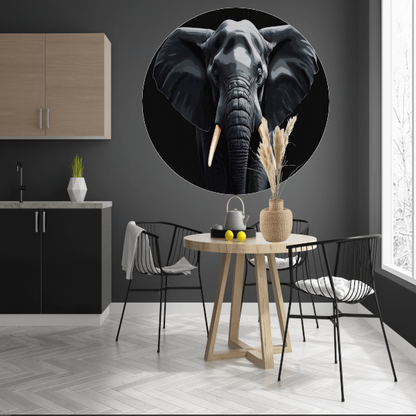 Portret van een Olifant in Monochroom aluminium muurcirkel