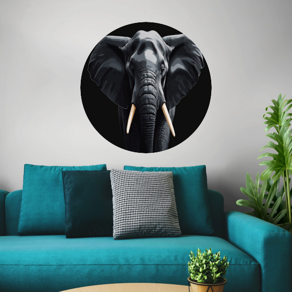 Portret van een Olifant in Monochroom aluminium muurcirkel