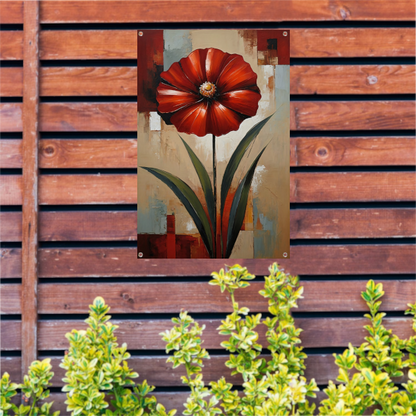 Groot Rood Bloem Canvas in Olieverf Stijl tuinposter