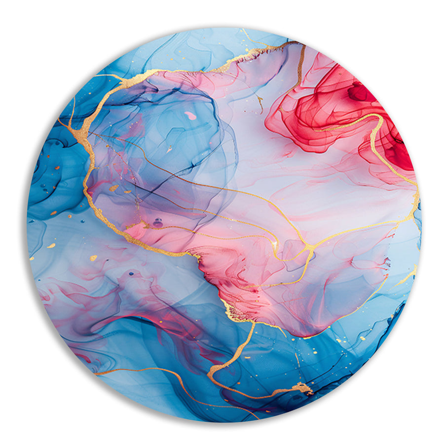 Vloeiend Abstract met Gouden Lijnen forex muurcirkel