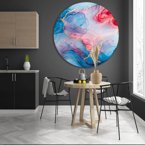 Vloeiend Abstract met Gouden Lijnen aluminium muurcirkel