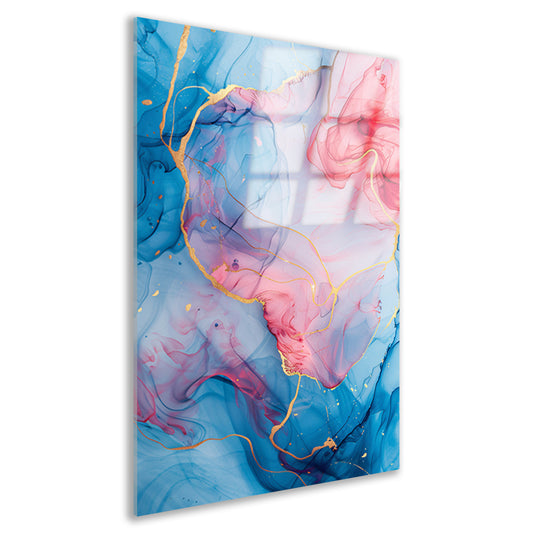 Vloeiend Abstract met Gouden Lijnen acrylglas