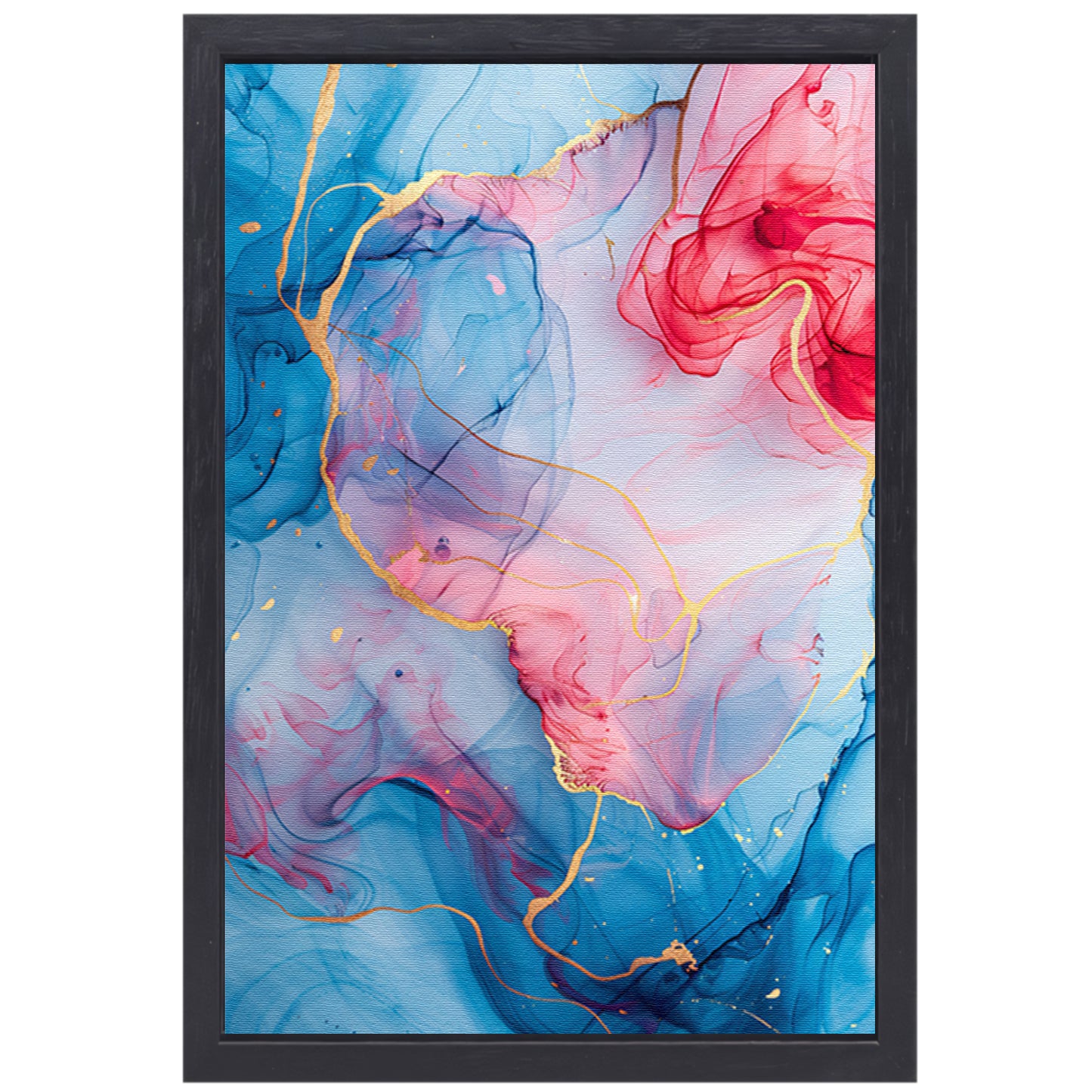 Vloeiend Abstract met Gouden Lijnen canvas met baklijst