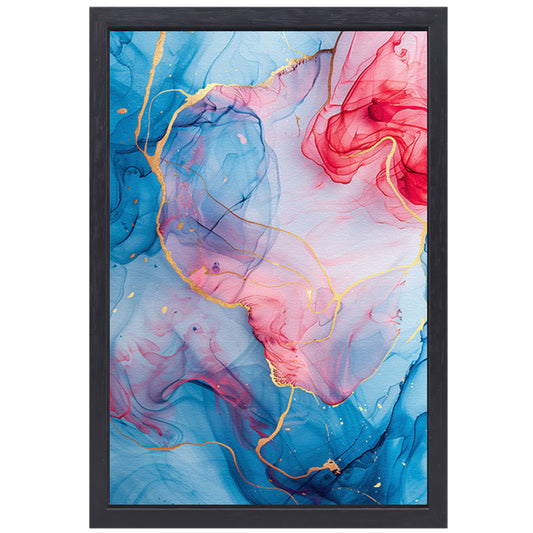 Vloeiend Abstract met Gouden Lijnen canvas met baklijst