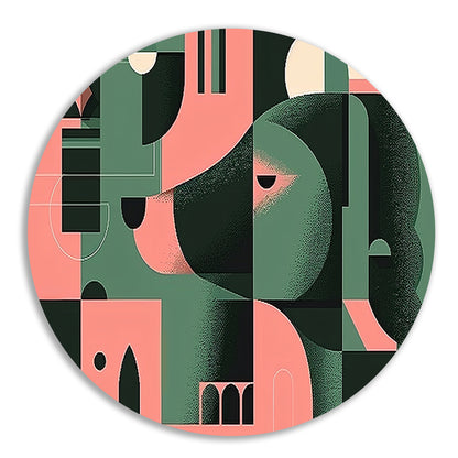 Abstracte hond in geometrische vormen schilderij forex muurcirkel