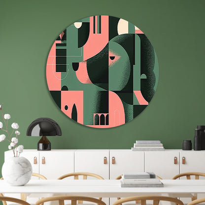 Abstracte hond in geometrische vormen schilderij forex muurcirkel