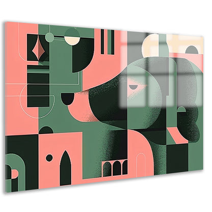 Abstracte hond in geometrische vormen schilderij acrylglas