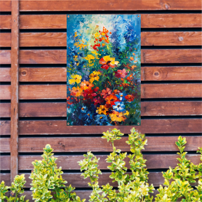Kleurrijk abstract bloemenveld schilderij tuinposter