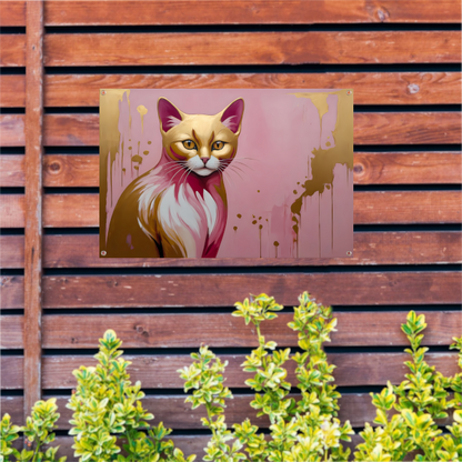 Gouden en roze moderne katportret tuinposter