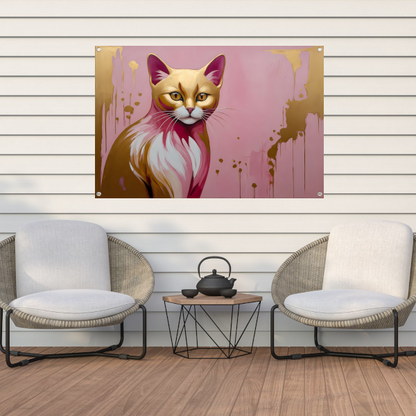 Gouden en roze moderne katportret tuinposter