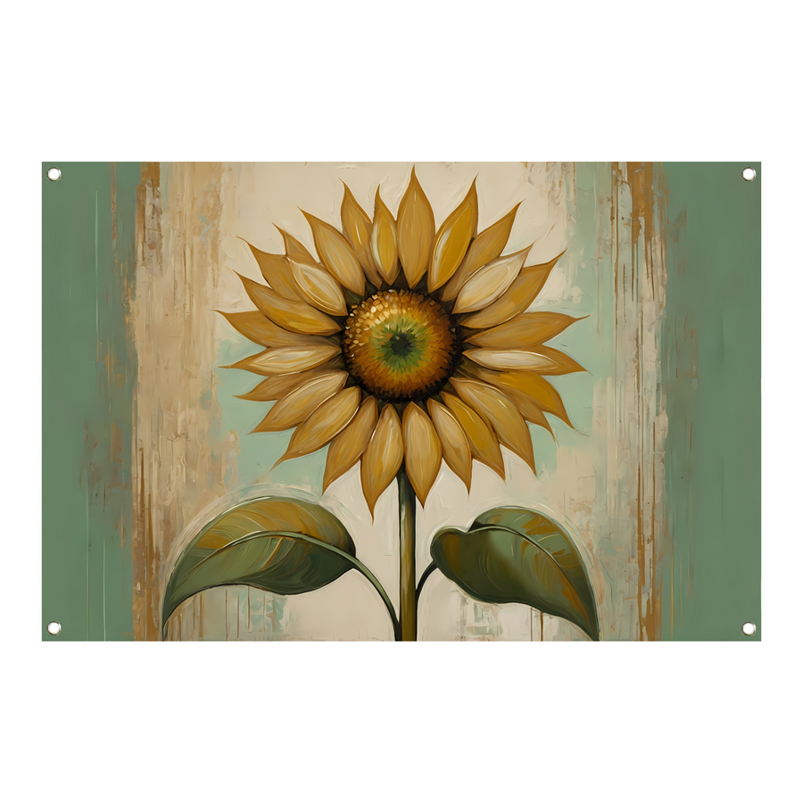 Zonnebloem schilderij met goud tuinposter