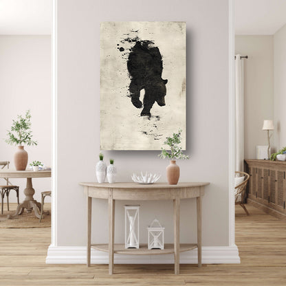 Abstract beer in zwart-wit silhouet canvas met baklijst