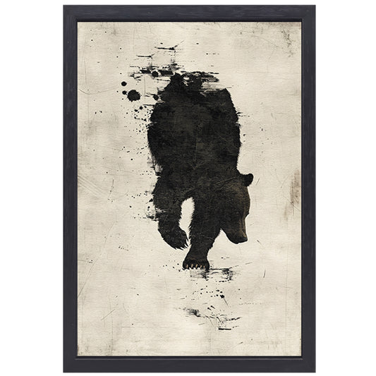 Abstract beer in zwart-wit silhouet canvas met baklijst