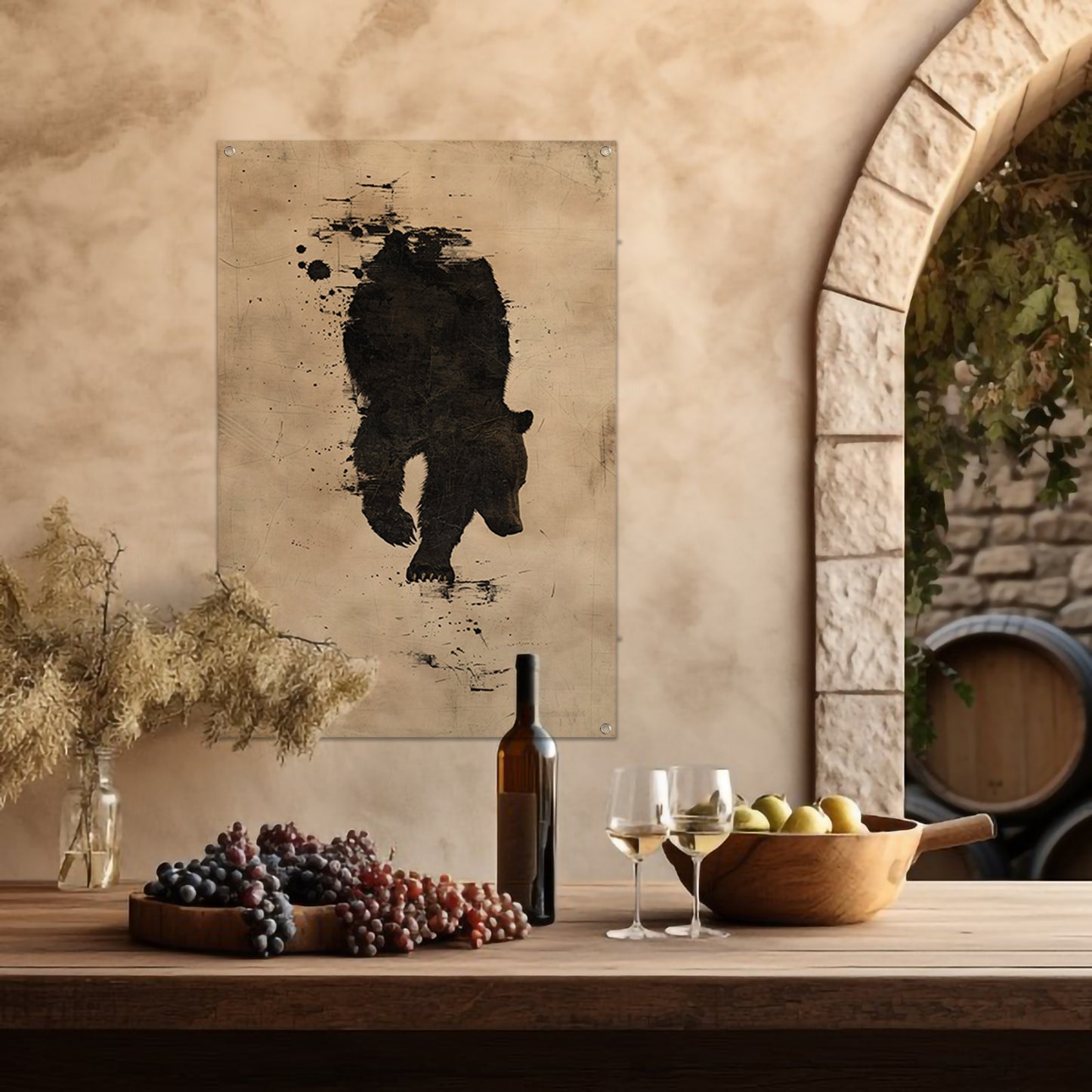 Abstract beer in zwart-wit silhouet tuinposter