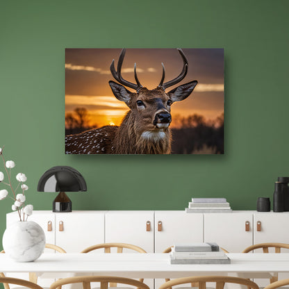 Majestueus hert bij een prachtige zonsondergang poster
