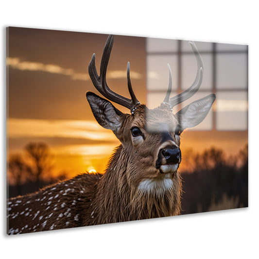 Majestueus hert bij een prachtige zonsondergang acrylglas