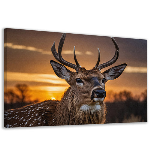 Majestueus hert bij een prachtige zonsondergang canvas