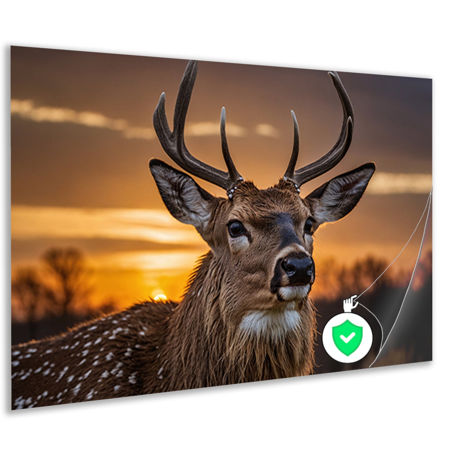 Majestueus hert bij een prachtige zonsondergang poster