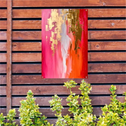 Abstract Expressionistisch Schilderij met Rode en Gouden Tinten tuinposter
