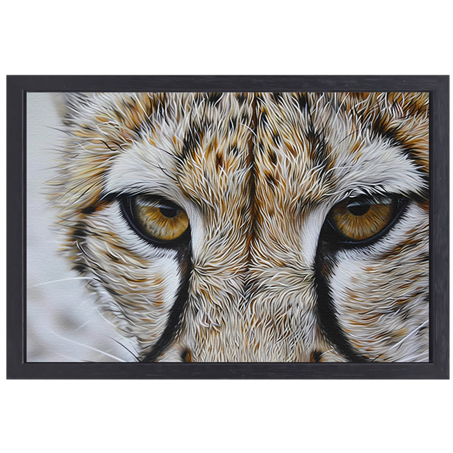 Intense close-up van een luipaard canvas met baklijst