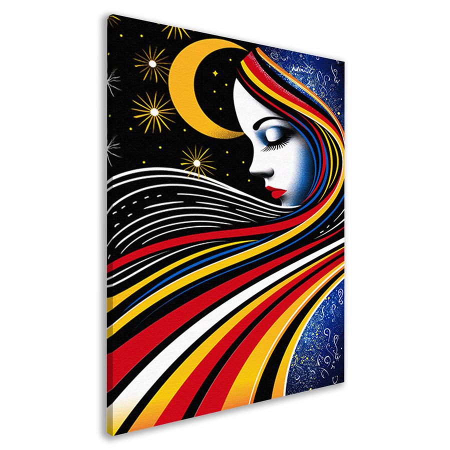 Portret van een vrouw met sterrenhemel canvas