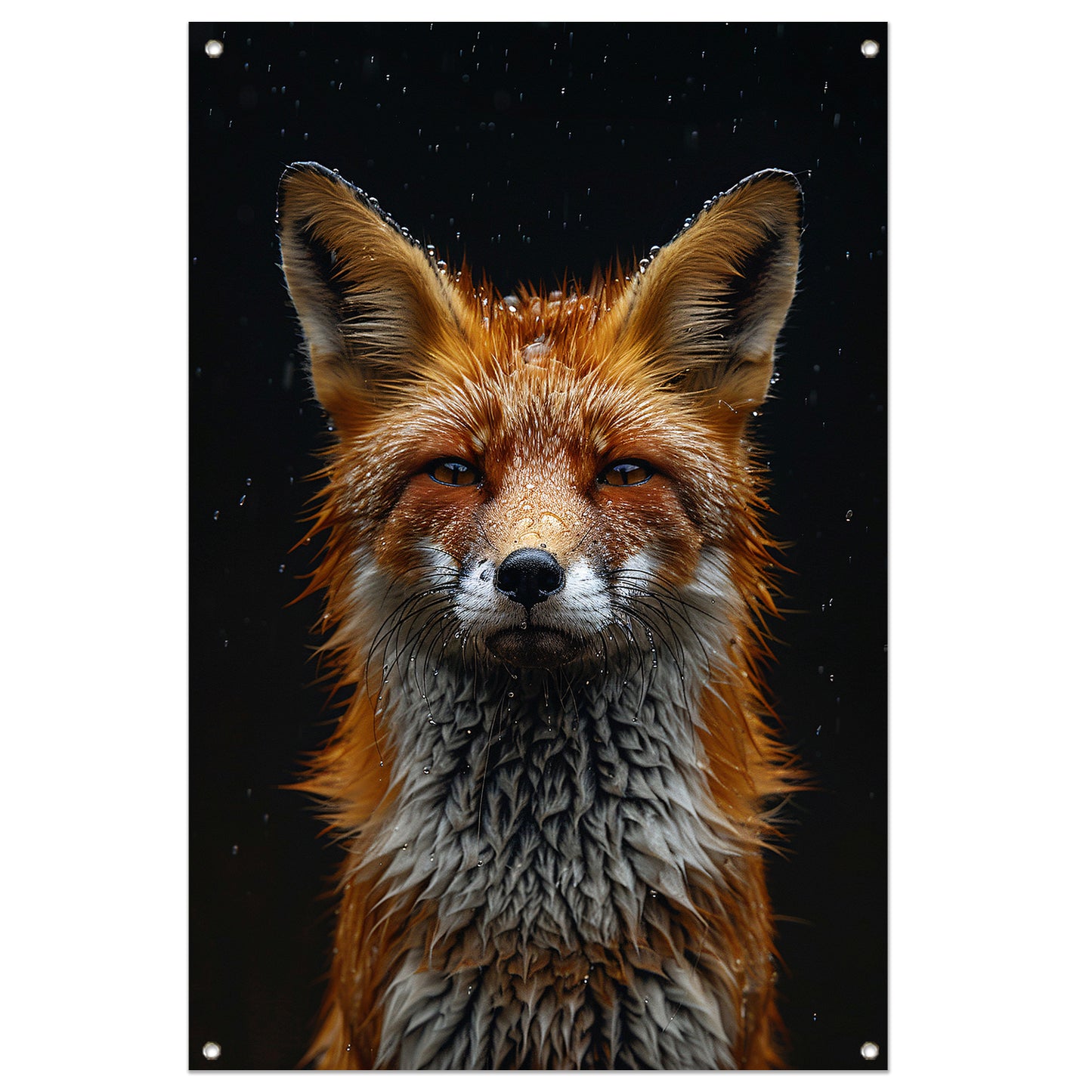 Portret van een vos in de regen tuinposter