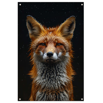 Portret van een vos in de regen tuinposter