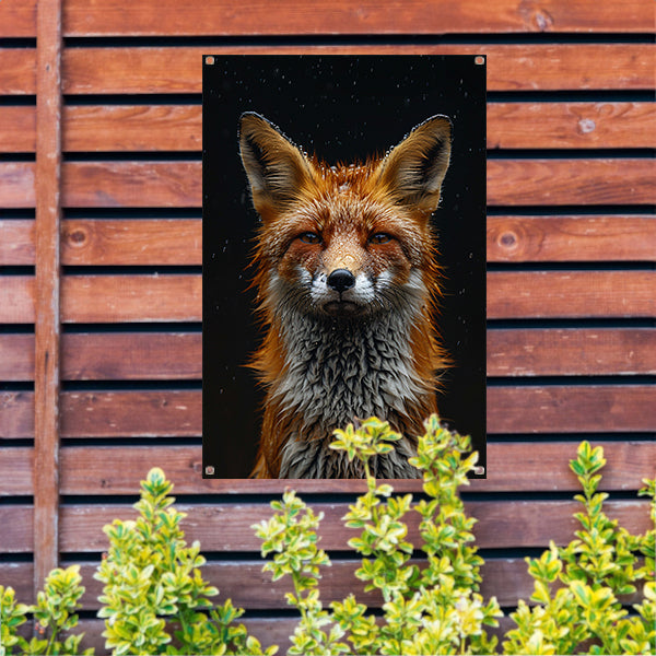 Portret van een vos in de regen tuinposter