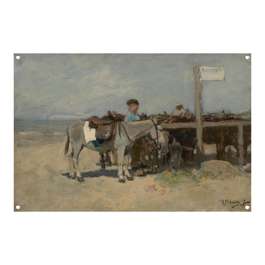 Ezelstandplaats op het strand te Scheveningen - Anton Mauve tuinposter
