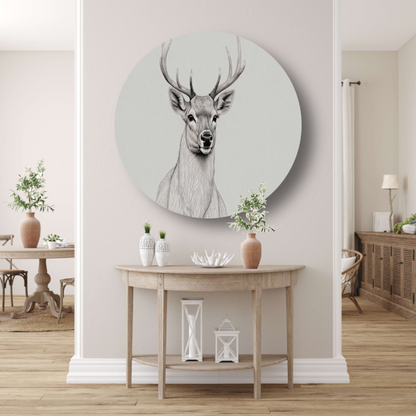 Stijlvol Minimalistisch Hert Lijnkunst aluminium muurcirkel