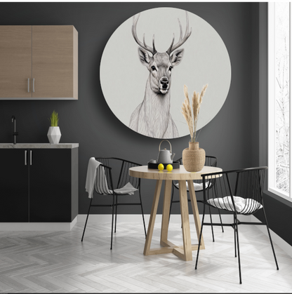 Stijlvol Minimalistisch Hert Lijnkunst aluminium muurcirkel