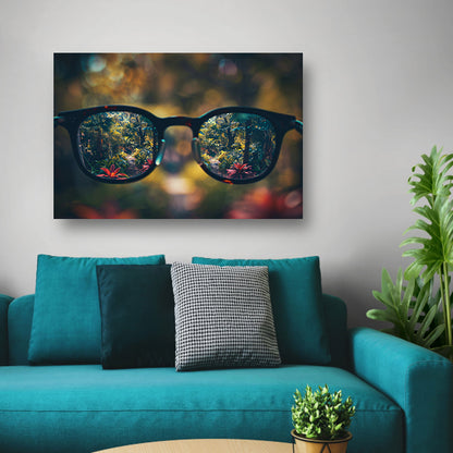 Natuurlandschap gezien door een bril canvas