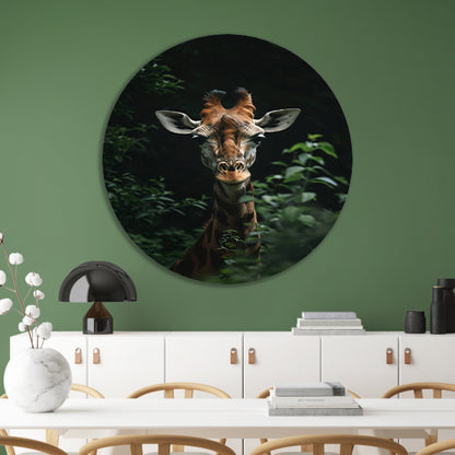 Portret van een Giraffe in de Natuur forex muurcirkel