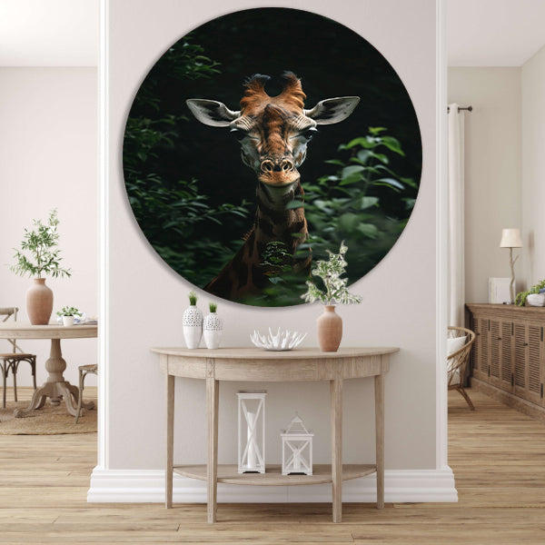 Portret van een Giraffe in de Natuur forex muurcirkel