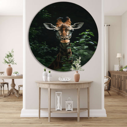 Portret van een Giraffe in de Natuur forex muurcirkel